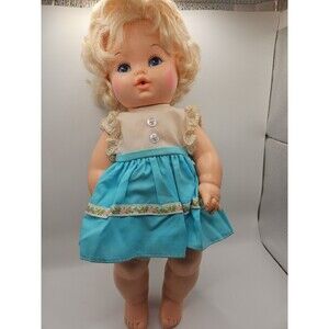 Vintage 1971 EEGEE EG Dublon Softina Blonde 15" Drink Wet Doll Untested